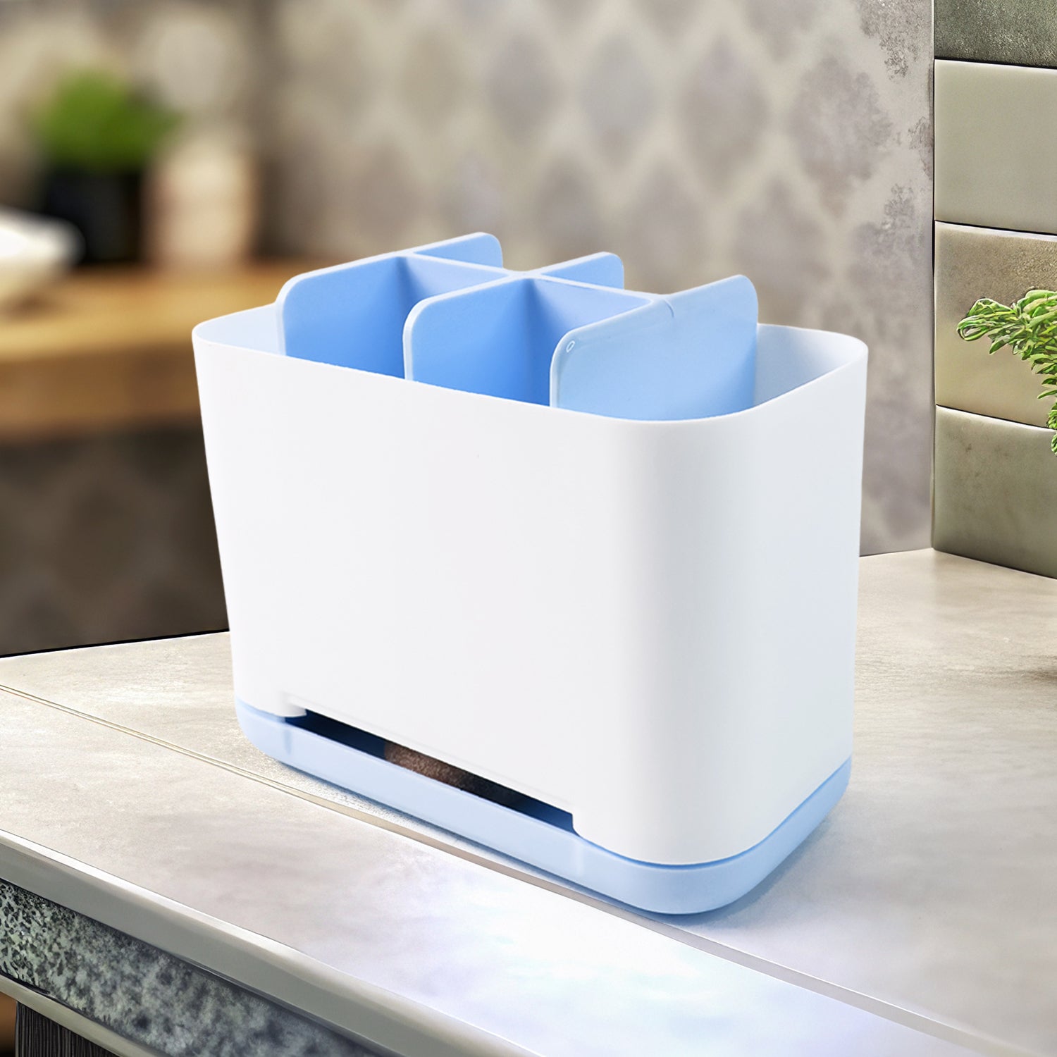 6 Compartment Multi Purpose Organizer Toothbrush Holder Stand Plastic Caddy (1 Pc) 6 Compartment Multi Purpose Organizer Toothbrush Holder Stand Plastic Caddy (1 Pc)